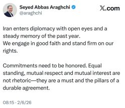 پیام عراقچی پیش از شروع مذاکرات مسقط: با چشمان باز و حسن نیت وارد تعامل می شویم