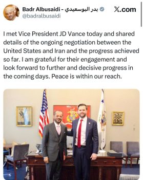 وزیر خارجه عمان: جزئیات پیشرفت مذاکرات ایران و آمریکا را با جی‌دی‌ونس در میان گذاشتم